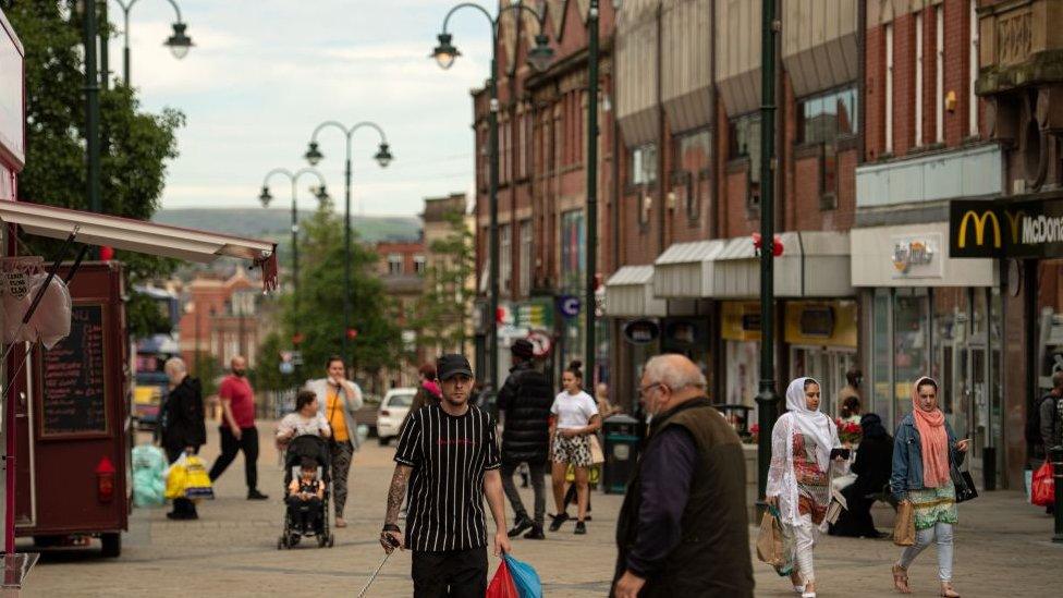 A shopping street in Oldham