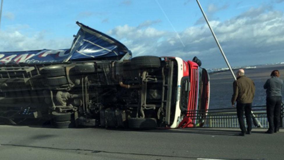 Overturned lorry