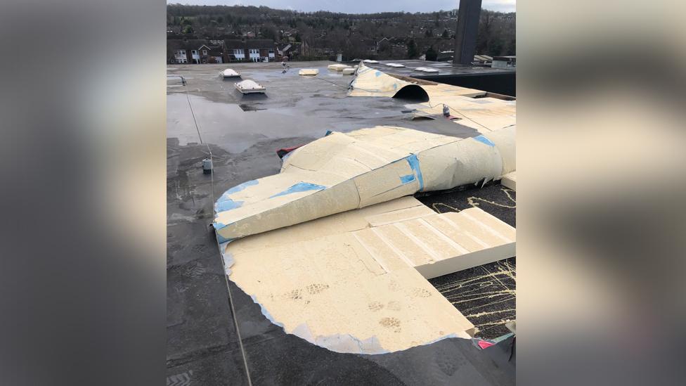 Roof damaged