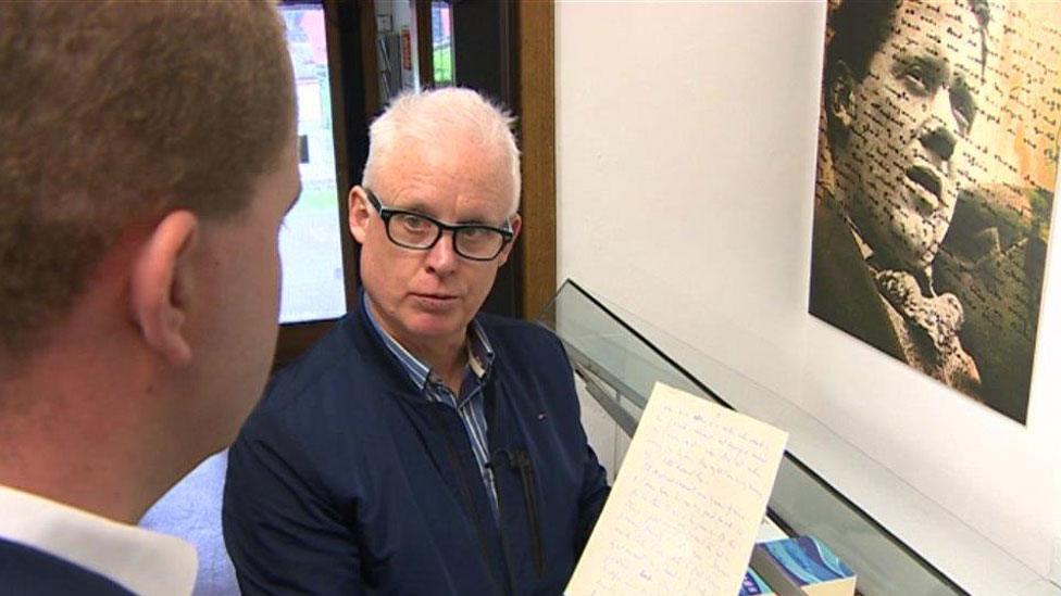 Prof John Goodby with Dylan Thomas letter