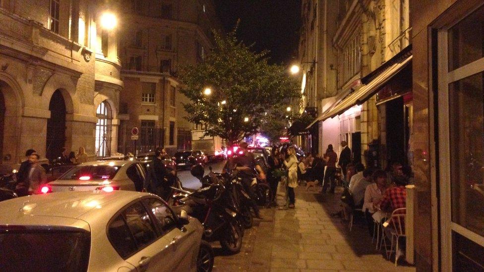 Paris street at night