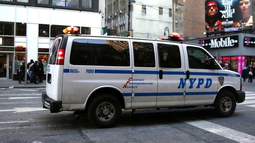 A NYPD van pictured in New York