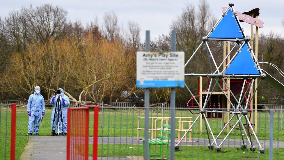 Crime scene at park in Harold Hill