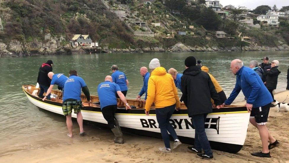 The Cornish gig Brabyn being launched