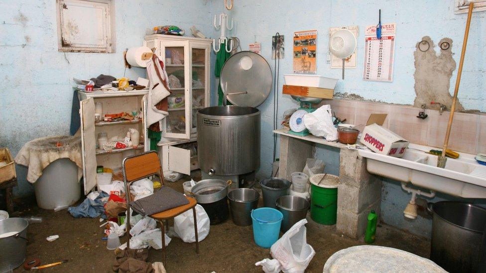 The cheese dairy of the hut where Sicily Mafia's top boss Bernardo Provenzano was arrested in Corleone, 11 April 2006