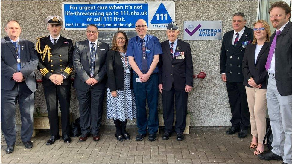 The plaque outside Helston Community Hospital