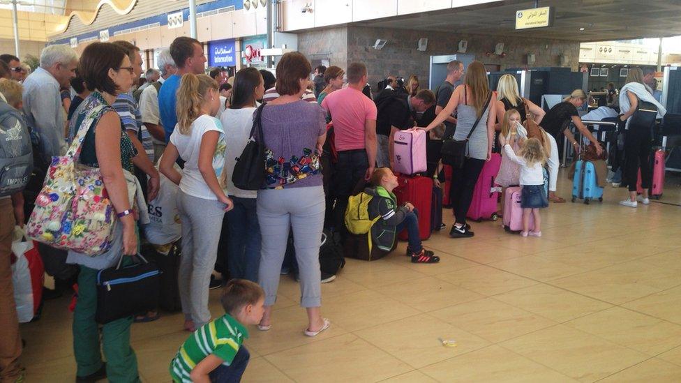 Passengers at Sharm el-Sheikh airport on 6 November 2015