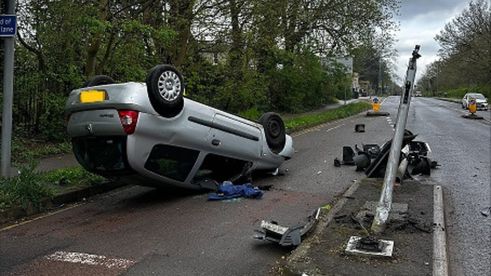 An overturned car