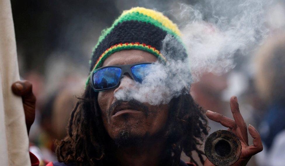 A man smoking cannabis