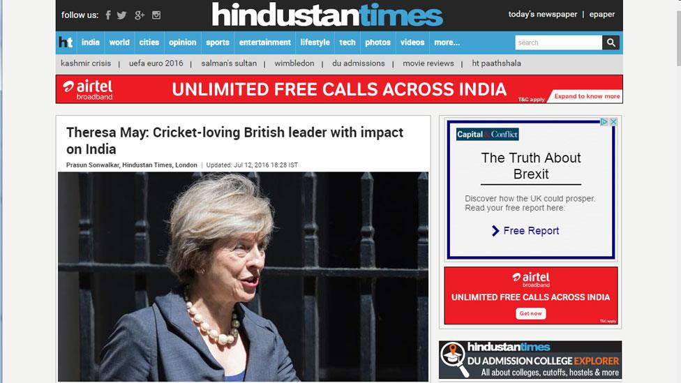 Screengrab from Indian news website Hindustan Times