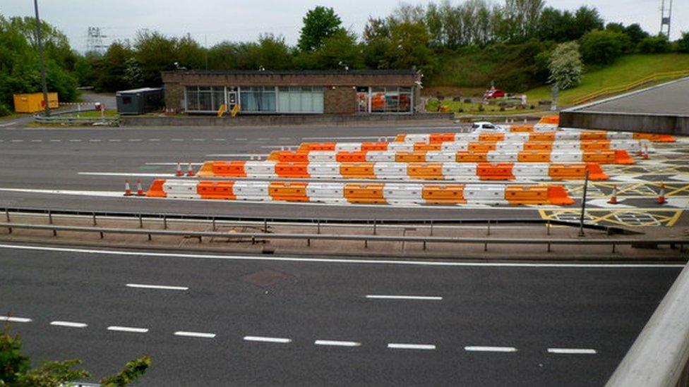 The toll booths at the M48 Severn Bridge