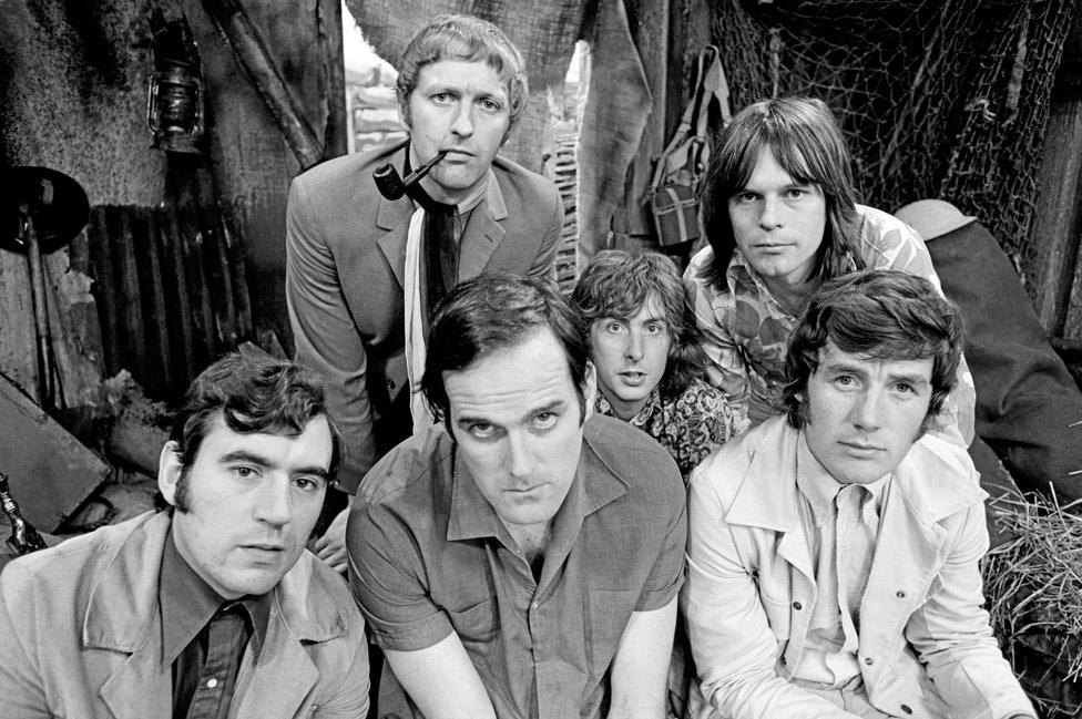 Jones (left) with fellow Monty Python stars Graham Chapman, John Cleese, Eric Idle, Terry Gilliam and Michael Palin