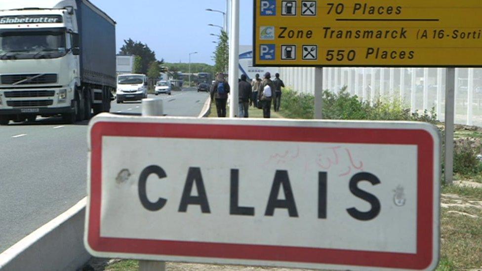 Calais road sign