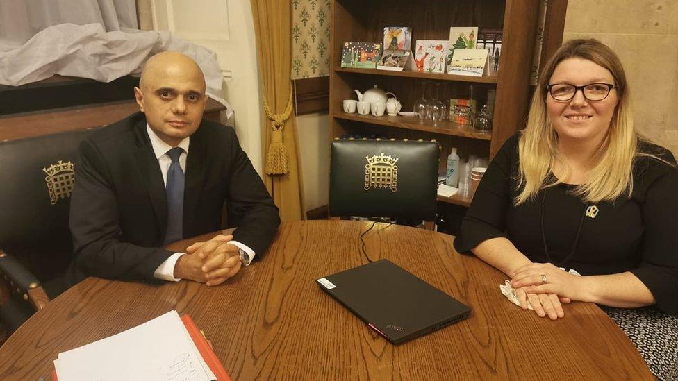 Charlotte Fairall and Sajid Javid