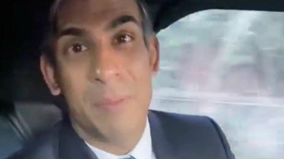 Rishi Sunak being driven in a car without wearing a seatbelt