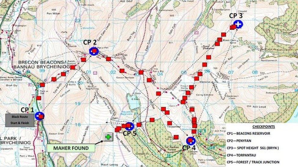 Tracking data of the route taken by L/Cpl Edward Maher