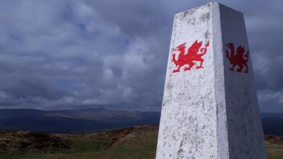 Trig point on Mynydd Troed in Black Mountains