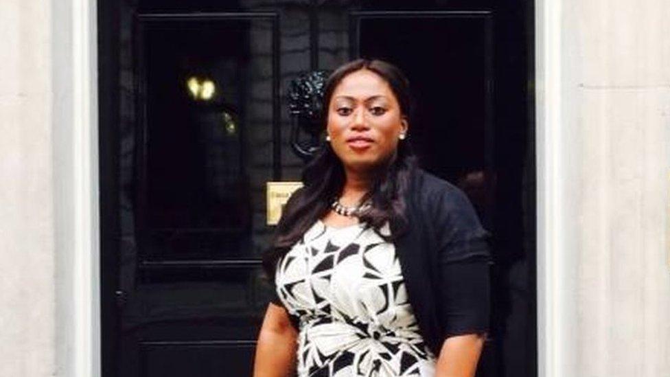 Yvonne Lawson outside number 10 Downing Street