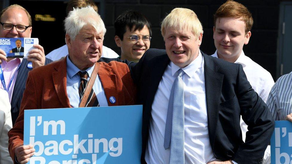 Former Prime Minister Boris Johnson seen campaigning with father, former MEP Stanley Johnson