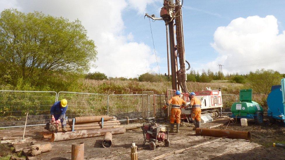 Workers at the mine site in Caerau