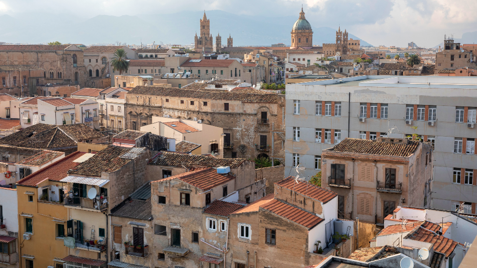 Aerial view of the multicultural neighbourhood of Ballarò in Palermo, Sicily, Italy