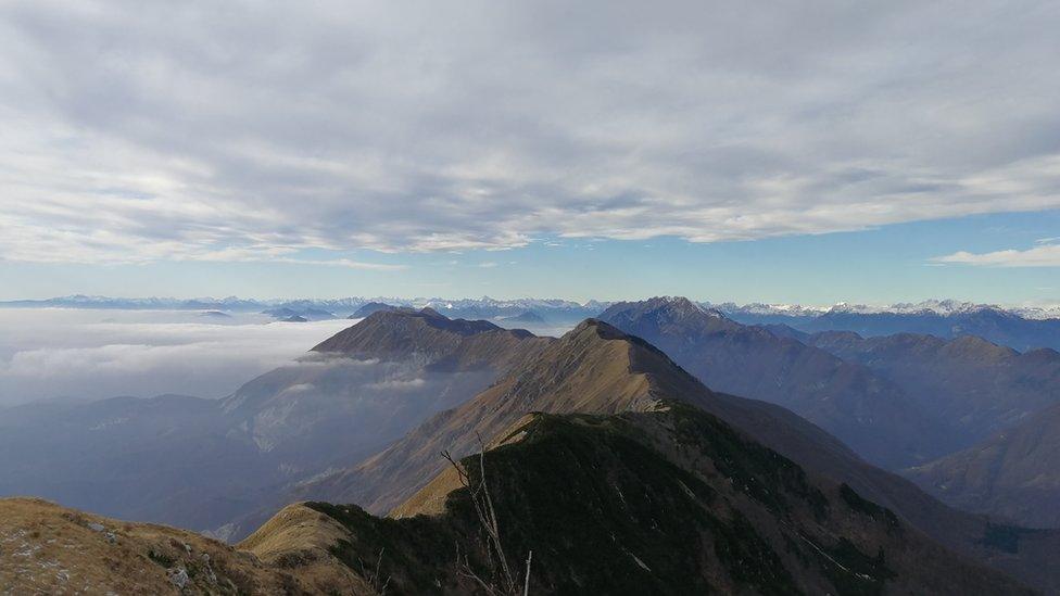 The view from Slovenia looking into Italy and the Dolomites