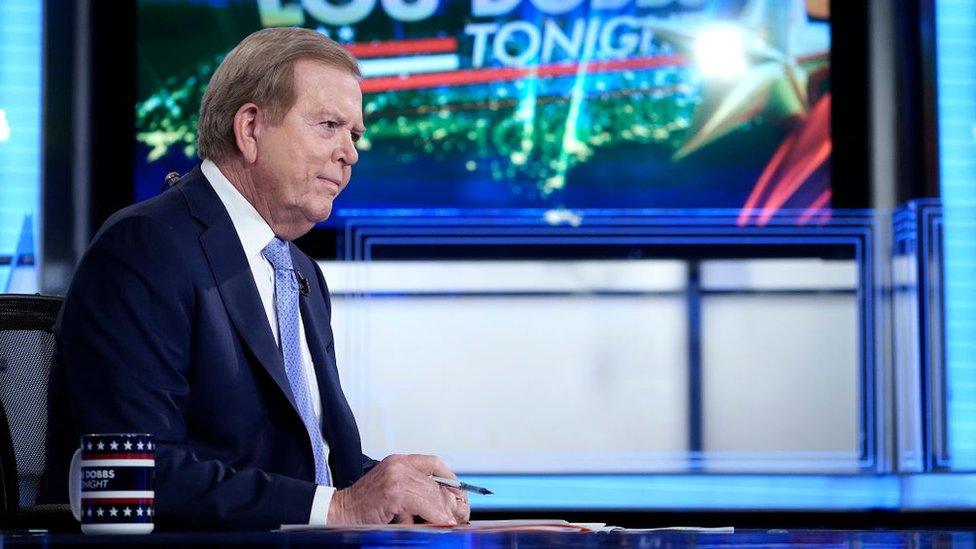 Fox anchor Lou Dobbs in the studio of his TV programme on 23 September 2019