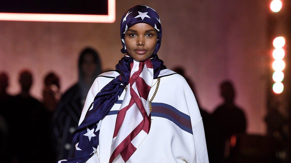 Halima Aden at the Tommy Hilfiger runway