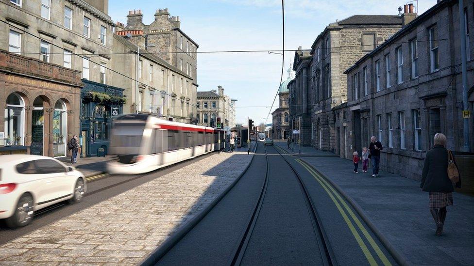 Tram in Constitution Street (artist impression)