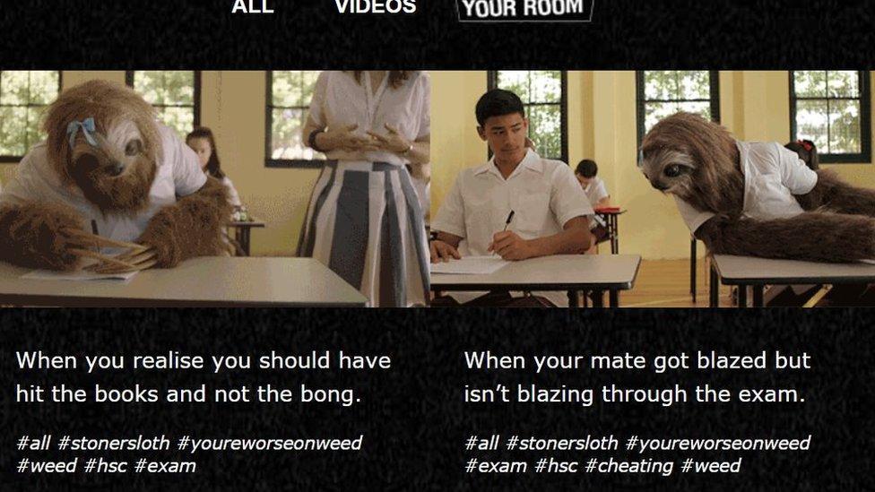 When you realise you should have hit the books and not the bong: A screenshot of the stoner sloth website