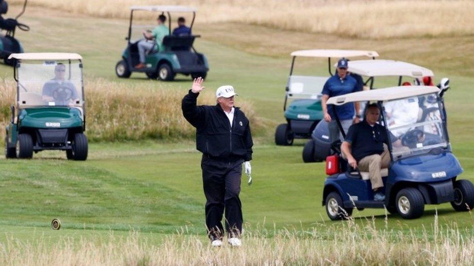 Donald Trump playing at Turnberry in July