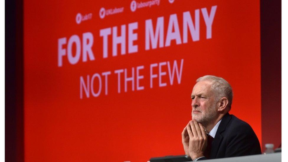 Labour leader Jeremy Corbyn at the Labour Party Conference at the Brighton Centre