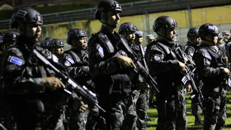 Armed soldiers in El Salvador