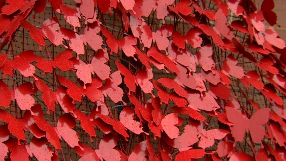 Butterfly installation at Coventry Cathedral