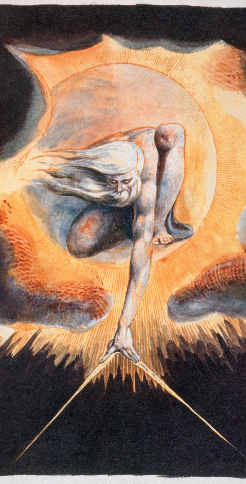 Urizen measures out the material world in The Ancient of Days, taken from Europe a Prophecy by William Blake