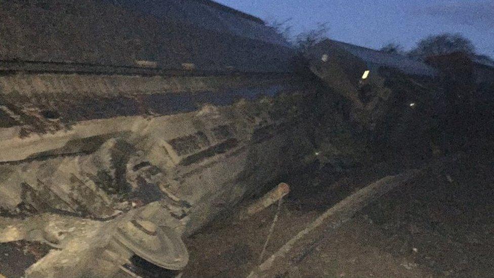 Freight train partial derailment