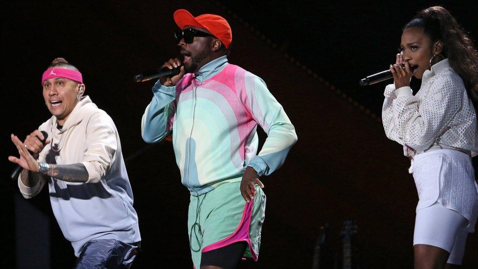 Taboo, will.i.am and J. Rey Soul of the Black Eyed Peas perform during the Global Citizen Live concert in Paris on September 25, 2021