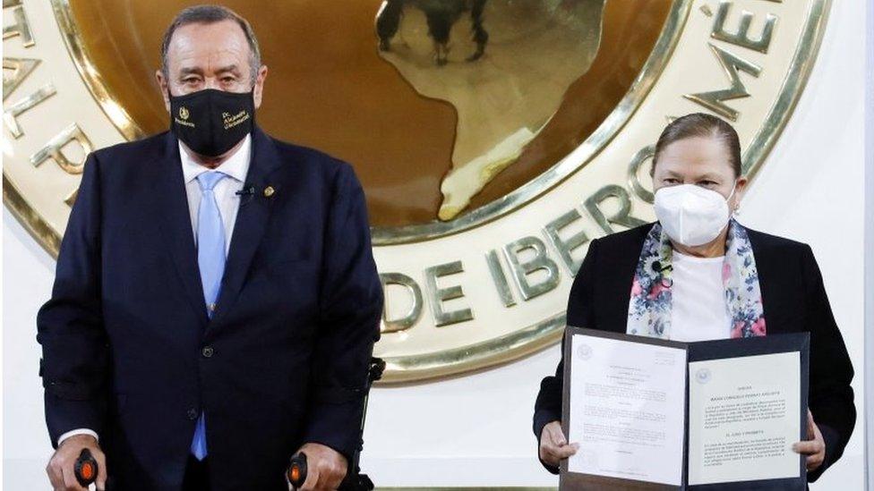 Consuelo Porras being sworn in as attorney general in Guatemala City, Guatemala May 16, 2022.