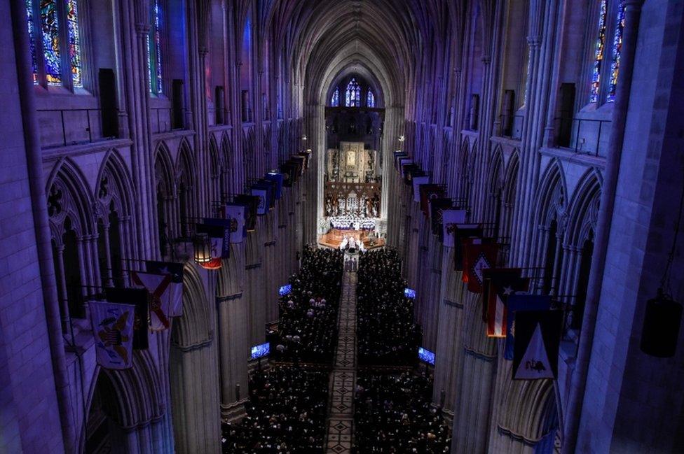 A view inside the Washington National Cathedral in Washington, DC