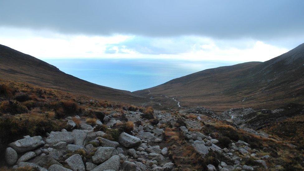 The Mourne Mountains sweeping down to the sea