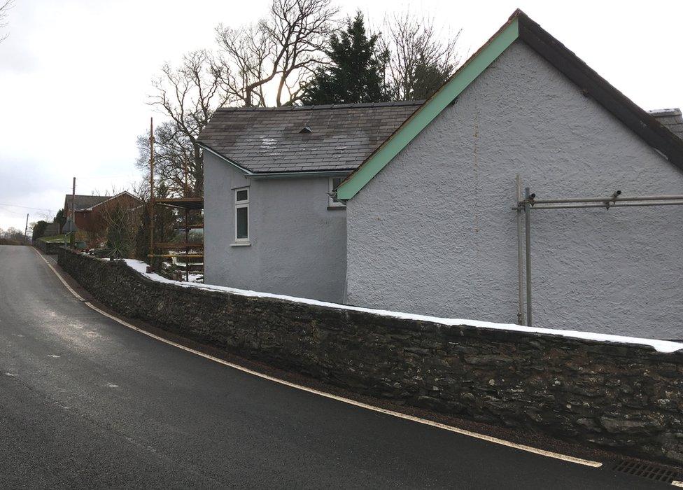 The main road outside Mark Evans's home in Cynwyd, Denbighshire