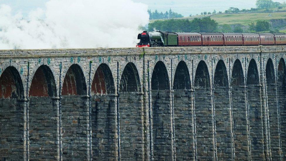 Flying Scotsman crossing Ribblehead Viaduct