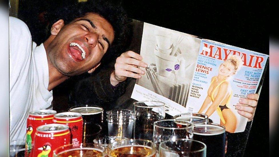 Anjem Choudary drinking as a young man and posing with a pornographic magazine