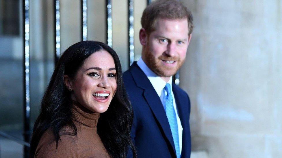 Prince Harry, Duke of Sussex and Meghan, Duchess of Sussex depart Canada House on January 07, 2020 in London, England