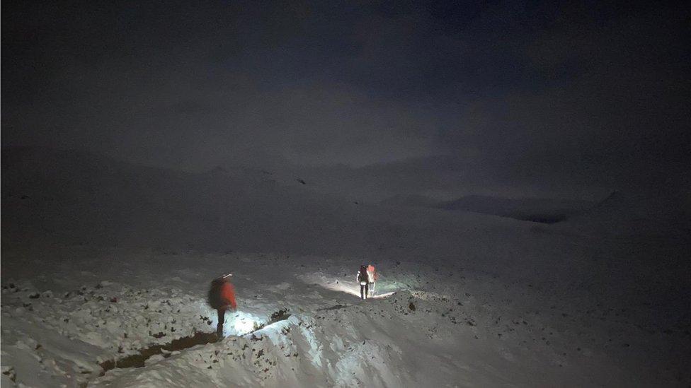 Two people were 'escorted' away from Glen Tilt after being caught in heavy snow.