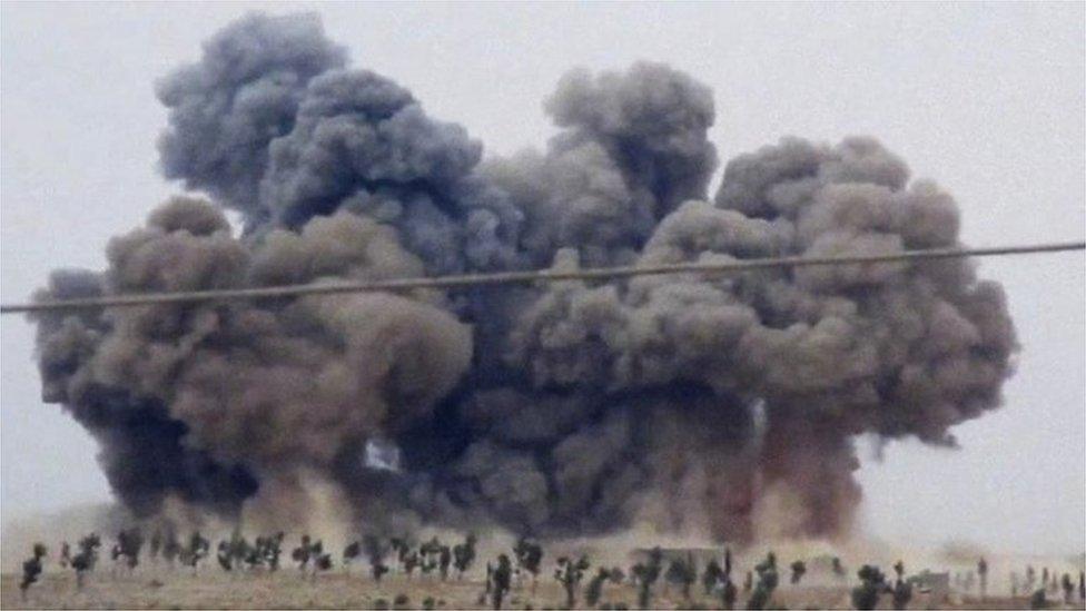 Smoke rises in the town of Kafranbel, Idlib province, after what activists said was a Russian air strike. Photo: 1 October 2015