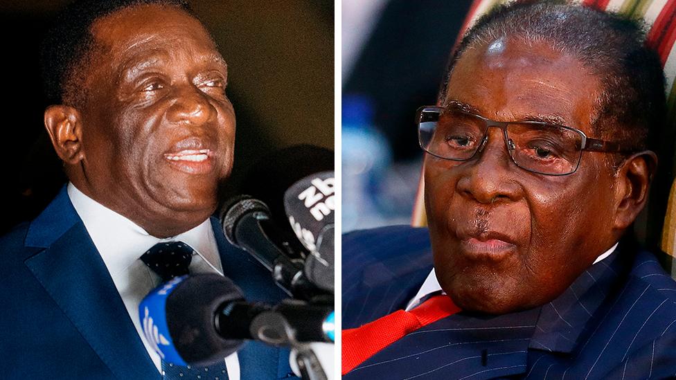 Emmerson Mnangagwa and Robert Mugabe