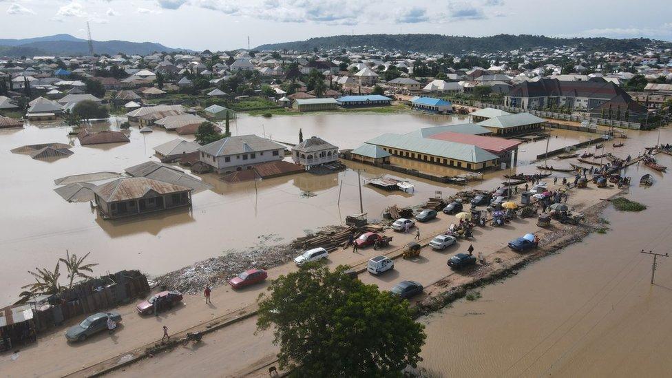 Flooded houses in Kogi