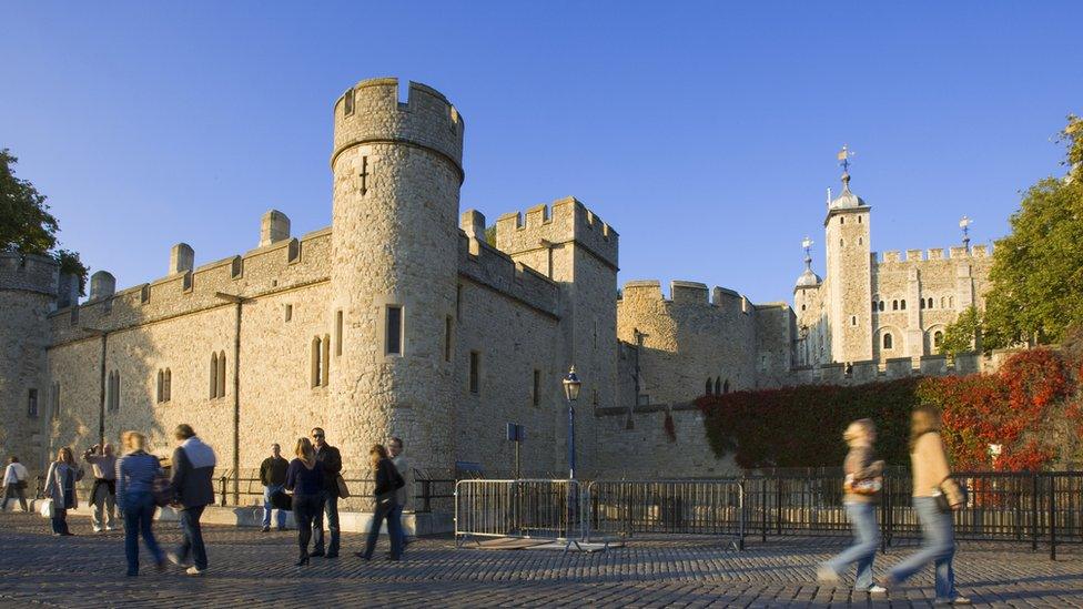 Tourists outside Tower of London