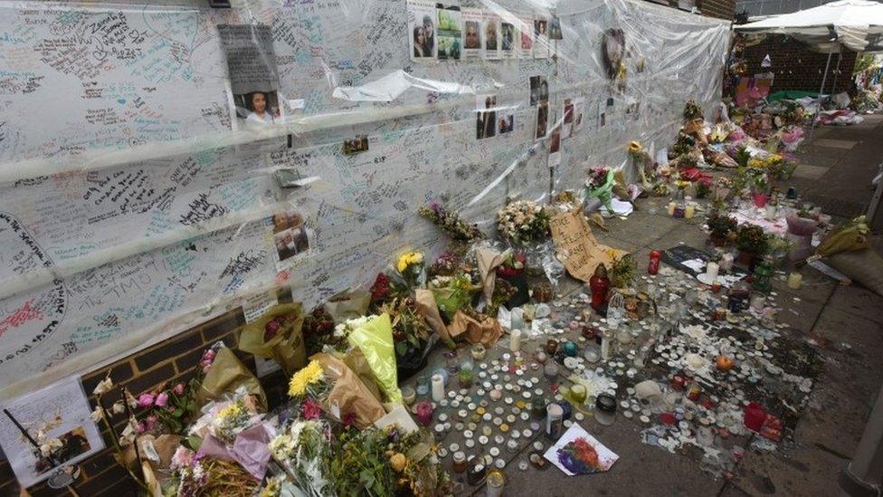 Memorial wall for Grenfell Tower